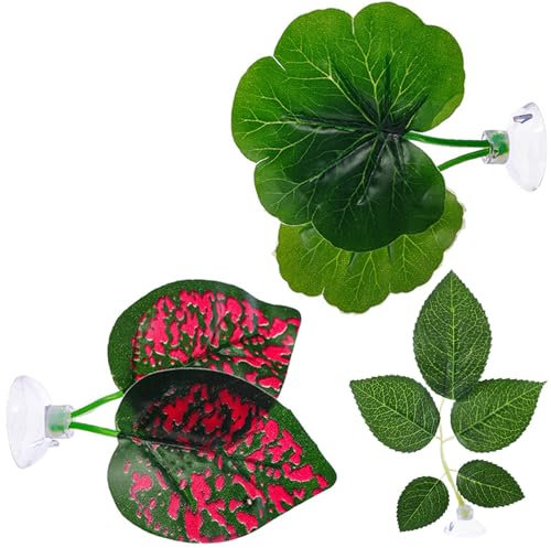 Fish Tank Plants, Betta Bed Leaf Hammock Aquarium Plants Lightweight Resting Spot for Betta Fish Spawning Leaf Simulation Leaves With Suction Cup Fish Tank Decorations Accessories (3PCS)