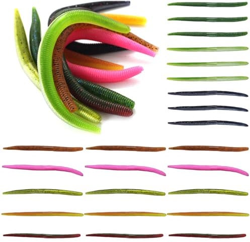 Lifter Lures Mix 24 Stück Larvy Cheese 14cm,Larva Dying Worm Käse Forellenköder Forelle Angelköder,Salzig Fishing Mighty,Forellen-Angeln aus PVC,Weicher Köder Wurm,Senkos,Spaghettiwurm,Bassköde