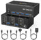 KVM Switch 2 PC 3 Monitore, KCEVE 2 HDMI + 1 DisplayPort USB 3.0 KVM Umschalter, 8K@30Hz/4k@144Hz Dreifach Monitor KVM für 2 PCs, 3 Displays und 4 USB 3.0-Geräte