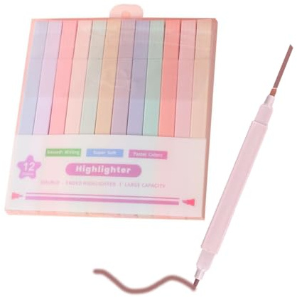 ZEPIQOR Ästhetische Textmarker Pastell, 12 PCS Highlighter Pen, Text Marker Stifte, textmarker, textmarker pastell, School supplies Aesthetic für Journaling Note Nehmen Schulbüro Stationäre