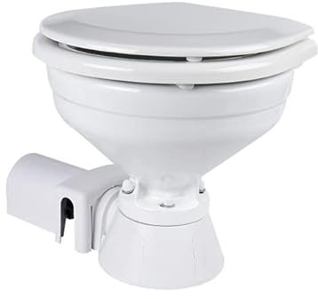 NAVPOWER WC Elettrico 12V – Toilette Nautica con Tazza Compatta, Scarico Automatico, Pompa Integrata e Funzionamento Silenzioso per Barca, Camper e Veicoli Ricreazionali