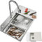 HZKSINNK 60x50cm Fregadero Cocina 1 Seno, Grande Acero Inoxidable 50cm de ancho Fregadero sobre Encimera, Cuadrado Fregaderos Un Seno con 3 agujeros, Sifón, Dispensador de Jabón y Juego de Desagüe