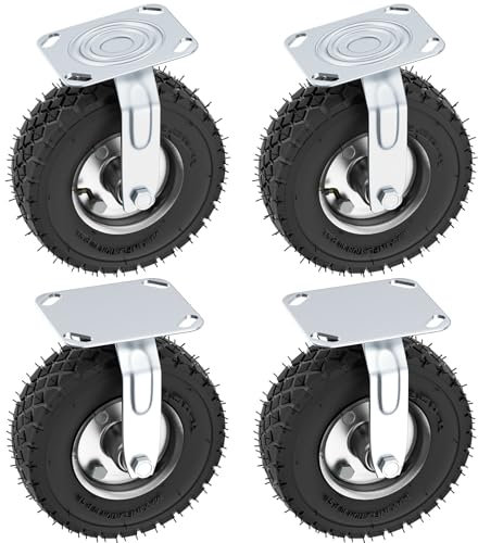 4Pcs Ruote per Carichi Pesanti Ø200mm - 2 Ruote Fisse + 2 Girevoli - Capacità 200kg - Rotelle Industriali per Carrelli, Trasporto Mobili e Uso Pesante