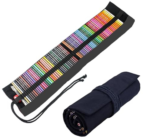 Cerioll Estuche para Lápices De Lona, Bolsa De Lápiz De Lienzo, 72 Agujeros Soporte De Rollo De Lápiz De Color Estuche, Bolsa De Almacenamiento para Artista, Escuela, Oficina Escuela, Oficina