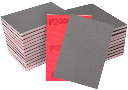 STEBRUAM 24 Pieces Sanding Sponges,2000 Grits,Wet And Dry sand sponge Washable and Reusable,Sand Paper Pack for Metal Wood Wall et Polishing