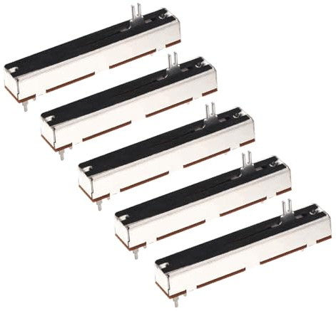 QUARKZMAN 2 Stück Schiebepotentiometer 100K Ohm Slide Potentiometer 45mm | Doppelter Linear, Elektronisches Potentiometer, 6 Pins, Mit Metallgriff