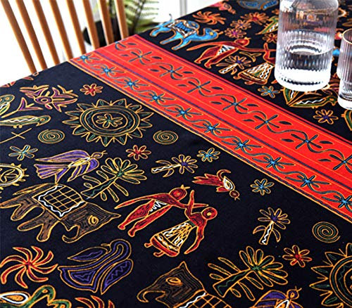 ONECHANCE 100% Baumwolle DIY Baumwollstoff Meterware 100x147cm Dekostoff Böhmischer Stil Retro Muster zum Nähen Color Glückverheißender Elefant Size 1 Meter