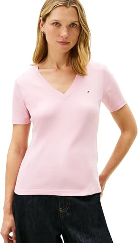 Tommy Hilfiger Slim Cody V-nk Ss Ww0ww40584 S/S T-Shirt, Pink (Bonita Pink), XL Mujer