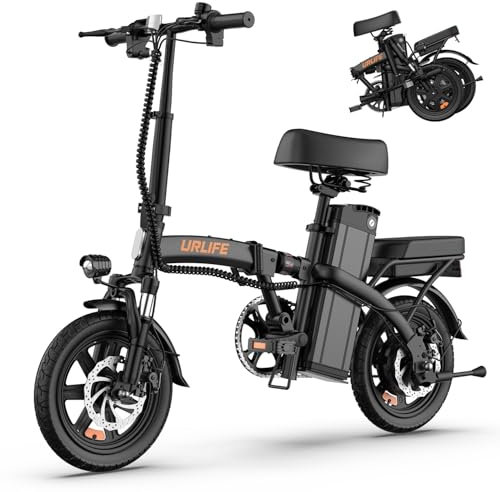 URLIFE E-Bike Klapprad14, 48V 7.5Ah Austauschbarem Akku für Lange Reichweite bis 60KM, Elektrofahrrad 250W Motor, 3 Fahrmodi, Sitzhöhe Verstellbar, Falt-Pedelec ebike für Herren Damen Schwarz