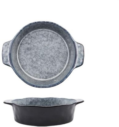 Dh2yjnbf3 Auflaufform Backform Keramik Amphore Backform Unregelmäßige runde Schale Haushaltstiefe Schale Gemüseschale Western Spaghetti Backschale Lasagne Auflaufform(Grigio)