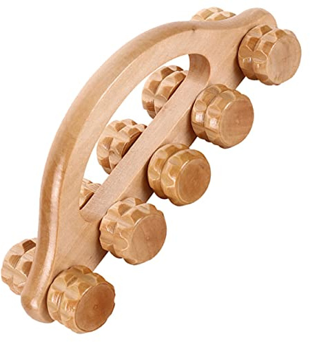Holz Massagegerät Manuell für Unterwegs und Training, Khaki | Handbetriebene Rolle, zur Muskelentspannung und Beschwerden, Geeignet für Reisen und Sport