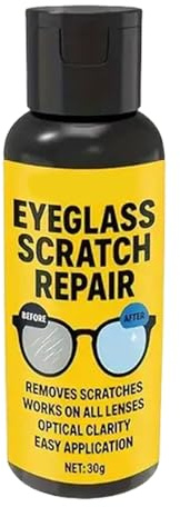 Brillenglas Reparatur Spray, Glasspray Zum Entfernen Von Kratzern, Brillengläser-Spray, Kratzer Lösung, Reinigungsspray Entferner Kratzer Linsen 30g