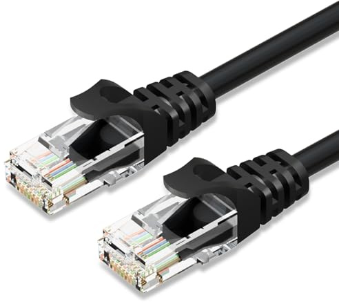 Cat6 Ethernet Cable 2M, 24AWG CAT 6 UTP Cable, LAN Cable with RJ45 Connector, High-Speed 10Gbps Internet Network Cable for Router/Printer/Laptop/Desktop/Modem/Switch/Smart-TV/TV Box and More-Black
