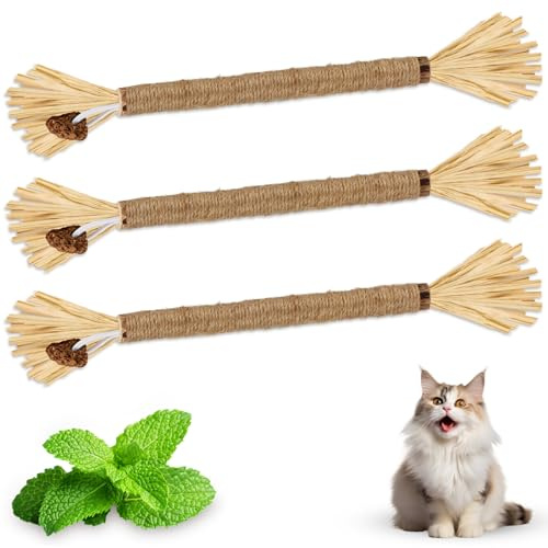MOXYOY Cat Silvervine Chew Sticks, Cat Chew Toy for Teeth Cleaning, Silvervine for Cats Chew Sticks, Dental Health Benefits, Small & Medium Breeds