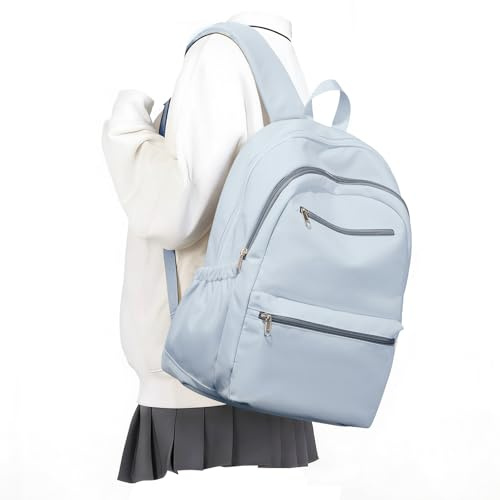Lendolk Uni Rucksack Damen Herren, Wasserdicht Rucksack Schule Aesthetic, Gymnasium Schulrucksack Teenager Mädchen Jungen, Casual School Bag mit Laptopfach (Blau)