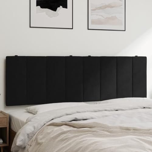 Owoxanthellate Samt Kopfteil Hanko 160 cm Schwarz gepolstertes Bett Rückwand Wandkissen mit Reißverschluss für 160 cm breite Matratzen Modernes Design für Schlafzimmer