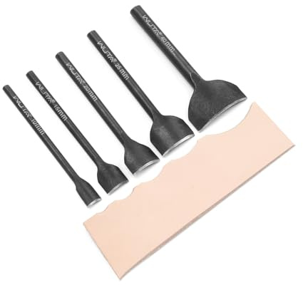 WUTA 1/4 perforadora redonda negra, 5 piezas de acero al carbono, juego de sacabocados de cuero, para cinturones, carteras y correas de reloj (10+15+20+25+40 mm)