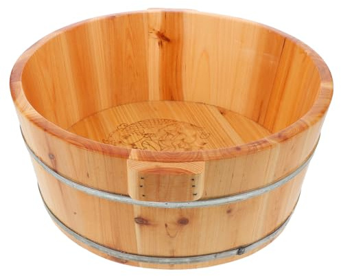 Vaschetta Piedi in Legno Marrone per Pediluvio, Design Profondo | Conservazione Pratica, Struttura Compatta, per Viaggio e Sauna