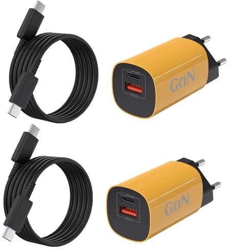 2-Pack USB C Ladegerät 30W für Galaxy S25 S24 S23 S22 Ultra, Typ C Schnellladegerät mit Schnellladekabel 1.5M, Netzteil Adapter Fast Charger für iPhone 17/16/Pro Max/Xiaomi Ladegerät