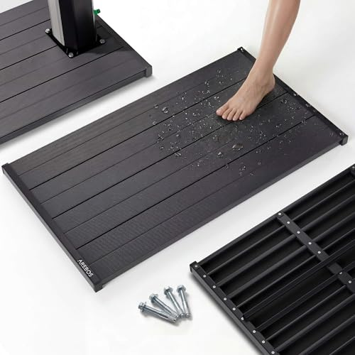 Arebos Bodenelement für Gartendusche & Solardusche | PVC Bodenplatte 101x57 cm | rutschfest & wasserabweisend | wetterfest | Terrasse Balkon Outdoor