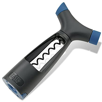 Tasty Multifunctional Corkscrew 4 in 1, Bottle Opener with Wine Stopper, Wine Corkscrew Opener with Pourer and Foil Cutter, Kitchen Gadgets, Colours: Dark Blue, Grey, Dimensions: 8x10.5x5cm