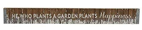 CWI Tapetenbordüre Geschenke Pflanze Happiness Distressed Lattenrost Holz Schild, farbenreiche