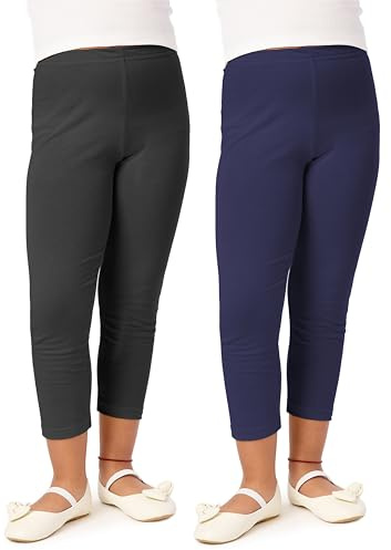 Merry Style Mädchen 3/4 Leggings aus Viskose 2 Pack MS10-131 (Schwarz/Marineblau (2Pack), 128 cm)