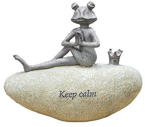 Country Living Gartenfigur Frosch auf Stein, 3 Designs erhältlich, 15,5 cm (Keep Calm)