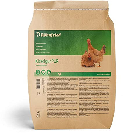 Röhnfried - Kieselgur PUR (3000 g) - Naturreine Kieselerde in Pulver-Form - für ihren Hühnerstall, Kaninchenstall, Garten & Haus - gut bei Kaninchen, Hühnern & Geflügel einsetzbar