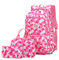 SellerFun Girl Geometric Printed Primary Junior High University School Bag Bookbag 3pcs Backpack Sets(2# Rose-3pcs,35L)