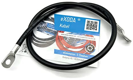 eXODA cable de batería de 75cm 25 mm² cobre cable de alimentación con ojales M8