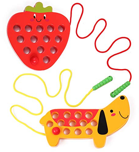 GEMEM Wooden Lacing Threading Toys Fine Motor Skill Toys for 3 Year Old
