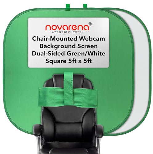 NOVARENA 5ft x 5ft Green Screen Work from Home Video Conferencing Dual-Sided 59/150cm Square Webcam Zoom Background Screen Privacy Chroma Key Chair Backdrop Video Chats Skype YouTube Video Calls