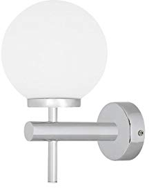 Licht-Erlebnisse LED Wandleuchte ADANIE Chrom Metall Glas Vintage Kugel 4000K IP44 elegant vielseitige Badbeleuchtung