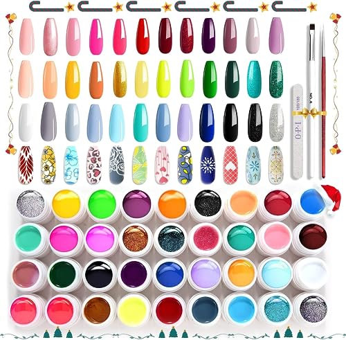 36 Colors Gel Nail Polish Set with Painting Drawing Nail Brush, Comozon 39 Pcs Gel Nail Polish Kit Gel Polish Set, DIY Manicure, Nail Design for Beginner