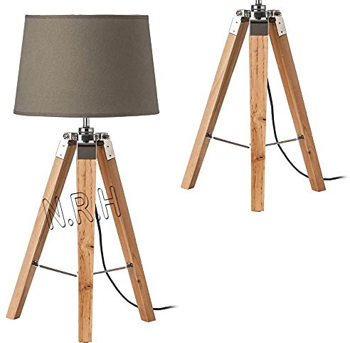 Nautical Replica Hub Vintage Light Wooden Tripod LED Lighting Table Lamp Base Modern for Living Room (Without Shade)