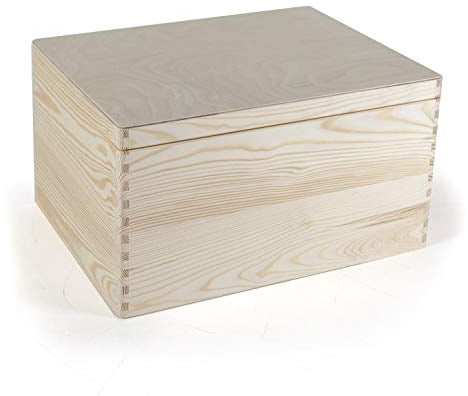 Holzfee Holzkiste 40 x 30 cm Kiste Holz mit Deckel mit und ohne Griffe Aufbewahrungsbox Allzweckkiste Holzbox Kiefer (ohne Griffe)