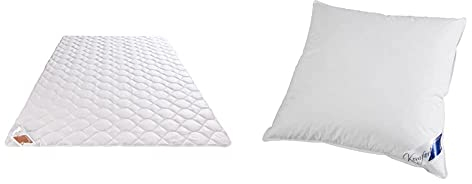 Böhmerwald Natur Wildseidendecke, allergikergeeignet, 100% Wildseide, Füllgewicht: 550gr., 135x200 cm & Komfort Kopfkissen, 85% Federn / 15% Daunen, Füllgewicht: 1.150 g, fest, 80 x 80 cm