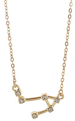 Gold Star Sign Constellation Pendant Chain Necklace - Libra (23rd September - 23rd October) - Zodiac Constellation Horoscope Celestial Astrology Jewellery - Women Men Gift
