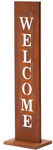 AMARE Panneau de bienvenue 20 x 15 x 72 cm Rouille debout Iridescent Welcome