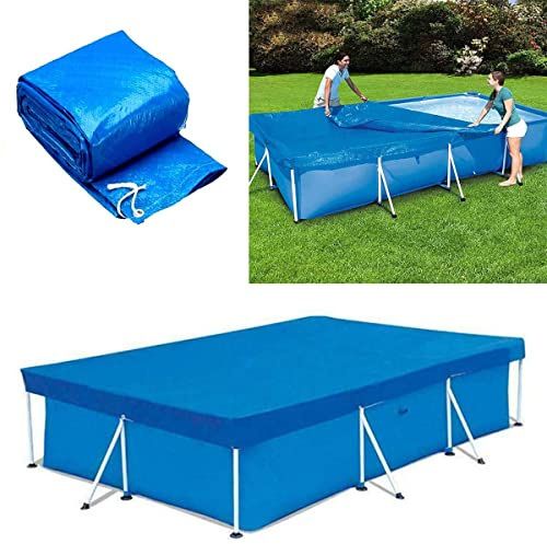 MIOKY Rechteckige Poolabdeckung für 260 x 170 x 61 cm Rechteckige Pool,Langlebige Staubdicht Regenfest Pool Abdeckplane Stahlrahmen Schwimmbad Poolzubehör Planschbecken Cover Oberirdisch