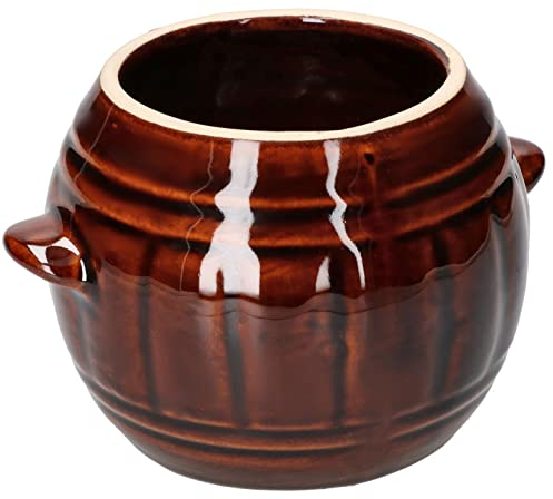 KOTARBAU® Barril de gres 1 L, Marrón, Pequeño, Jarrón de Barro, Recipiente de cerámica con Asas, Olla de Cocina para fermentación, Tarro para fermentar chucrut, Kimchi, Apto para Horno y lavavajillas