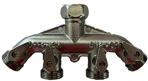 SpiceFlow Verteileranschlussstück 4-Fach | Chrom/Messing | Für 3/4 Zoll Außengewinde | 3/4 Zoll Innengewinde