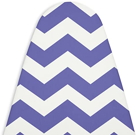 Encasa XO Ersatzbügeltischbezug mit 3 mm Filzpolsterung, Kordelverstärkung (passend für Standard Wide Bügeltische von 125x46 cm) Wärmereflektierend, Bedruckt - Zig Zag Peri