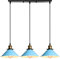 iDEGU 3 Luces Lámpara Colgante Vintage Lámpara de Techo Industrial Pantalla de Lámpara 22CM Diseño Retro Metal E27 Iluminación Colgante para para Comedor Cocina Salón Bar (Azul)