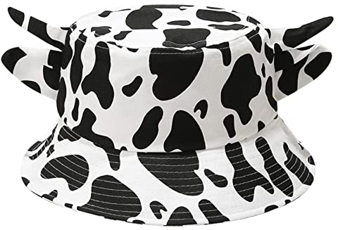 SEAUR Fischerhut Damen Bucket Hat Faltbar Einstellbar Sonnenhut Kuh Muster Eimer Hut Anglerhut Lustig Sommerhut Outdoor Fischerhüte für Camping Reisen Wandern