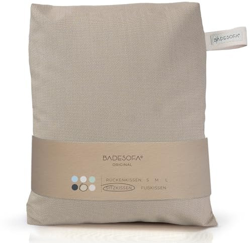 BADESOFA® Badewannen-Sitzkissen | Revolutionärer Komfort für Badewanne, Dusche & Whirpool | Waschbares & schnell Trocknendes Bade-Kissen in Beige | Wellness Badewannen-Zubehör Handmade in EU