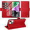 Giyer Handyhülle für iPhone 14 Hülle mit Schutzfolie, Standfunktion Kartenfach Wallet Premium Leder Schutzhülle für iPhone 14 5G 6.1 Zoll Flip Case Cover Stoßfeste Klapphülle (Rot)