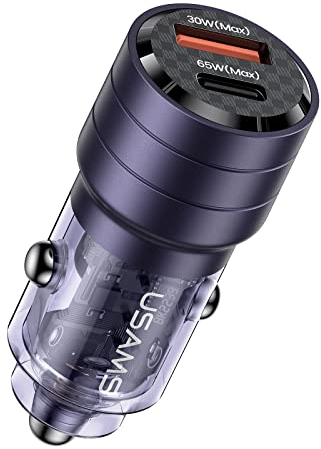 USB C Car Charger, Pluggify 95W Dual Port Fast Car Charger 65W PPS PD Type C Super Fast Charging 30W QC Cigarette Lighter Adapter for iPhone 15/14/13/12 Pro Max, Galaxy S23-21, iPad, MacBook-Purple