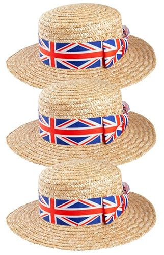 Great Britain Classic Straw Boater 3 Pack